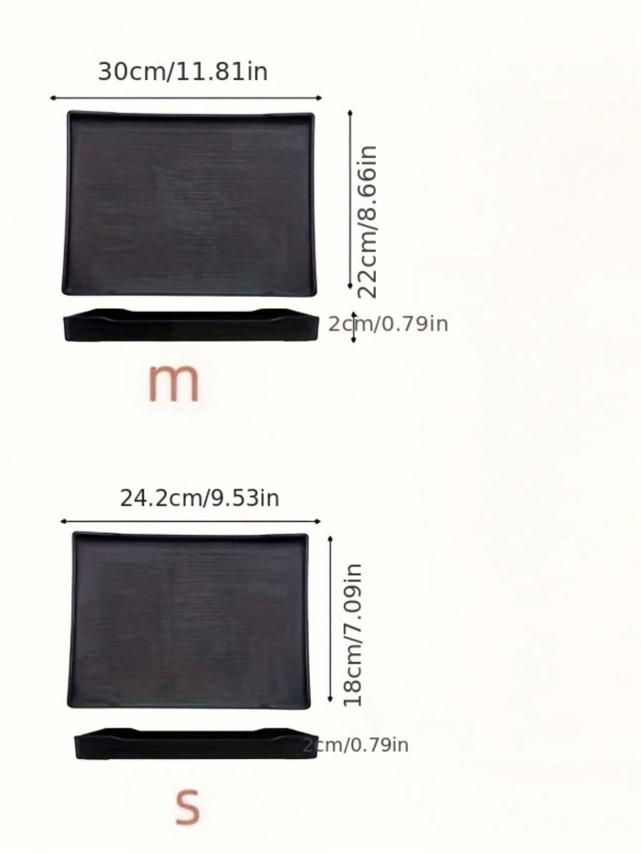 1pc Rectangle Faux Wood Grain Tray For Serving Food, Tea, And Water