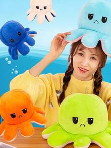 Reversible Octopus Plush Toy, Flip Octopus Double-sided Flip Doll - Pink - View 3