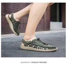情侶編織涼鞋 男士休閒沙灘鞋 羅馬鞋 戶外追趕鞋 過水鞋 新品到貨 - 軍綠色 - 查看 7