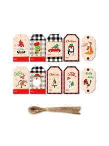 Christmas Gift Tags Labels Hanging Cards With Strings 50pcs/pack Random Color - Multicolor - View 1
