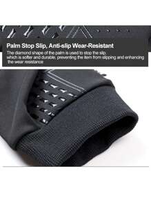 1 双户外冬季保暖羊毛触屏手套，带 PU 皮革拉链防水，男女摩托车骑行手套，黑色手套，冬季暖手器 - 黑色 - 查看 9