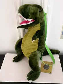 卡通恐龍長毛絨後背包 - 綠色 - 查看 5