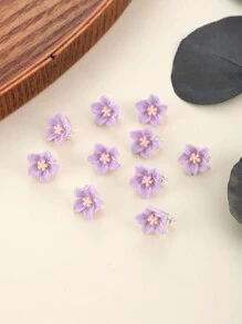 10pcs/pack Purple Small Flower Hair Clips - Purple - View 1