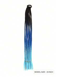 鮮艷馬尾辮髮型配件,繽紛假髮,色織選擇多種彩虹編織合成髮片,配搭橡皮筋,適用於日常和瘋狂髮型,女性髮型延伸和美容工具 - 查看 3