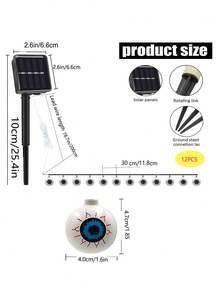 12 顆 LED 萬聖節/聖誕節眼球，骷髏頭，鬼形恐怖裝飾燈，花園景觀裝飾星空串燈 - 軍綠色 - 查看 3