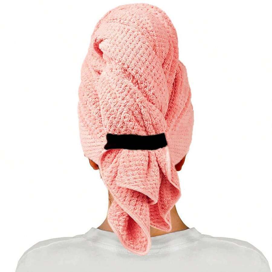 1pc Coral Fleece Quickdrying Hair Towel Cap, Elastic Hair Turban Wrap