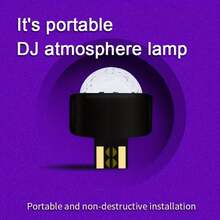 2pcs Car Atmosphere DJ Light,USB Mini Disco Light, Mini Portable Stage DJ Strobe Light, LED Car USB Ambient Light, Starry Sky Light With Voice Control - Black - View 3