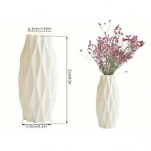 1入不易破裂的花瓶,幾何花瓶,仿陶瓷外觀塑料花瓶桌上裝飾,適用於家居辦公室裝飾,多色,多款式 - 綠色 - 查看 3