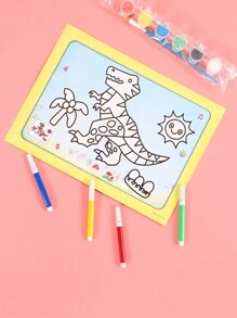 Folleto De Dibujo Artesanal Para Colorear Educativo, Patrón Aleatorio, Con 6 Pinturas De Acuarela, 1 Ud. - Multicolor - Ver 2