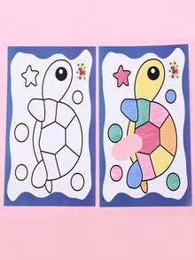 Folleto De Dibujo Artesanal Para Colorear Educativo, Patrón Aleatorio, Con 6 Pinturas De Acuarela, 1 Ud. - Multicolor - Ver 8