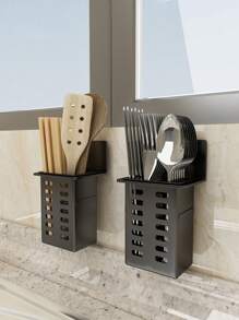 QIYINGFA 1pc Kitchen Utensils Storage Rack, Wall-mounted Storage Basket