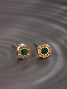 XUPING JEWELRY زوج من أقراط الرجال من الفولاذ المقاوم للصدأ مطلية بالذهب عيار 14 قيراط، مناسبة للارتداء اليومي وكهدية للمناسبات