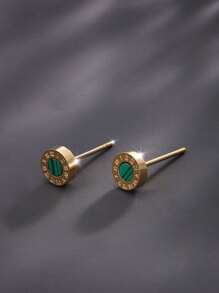 XUPING JEWELRY زوج من أقراط الرجال من الفولاذ المقاوم للصدأ مطلية بالذهب عيار 14 قيراط، مناسبة للارتداء اليومي وكهدية للمناسبات