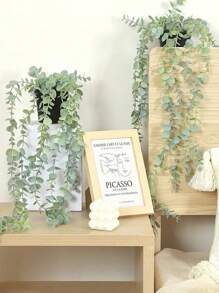 1入藝術仿真掛墜尤加利葉盆栽,室內外裝飾 - 軍綠色 - 查看 8