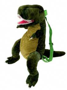 卡通恐龍長毛絨後背包 - 綠色 - 查看 3