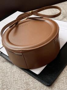 Round Design Lady Handbag Vintage Pu Leather Shoulder Bag For Women Fashion Clutch Purse Crossbody Bag Female Travel Satchel Bag - Brown - View 8