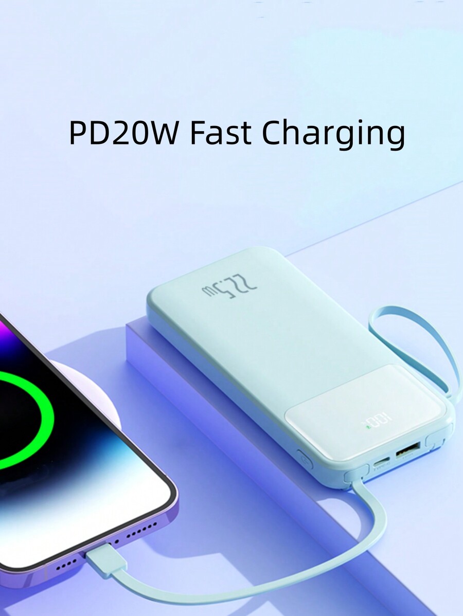 10000mah Super Fast Charging Portable Power Bank With BuiltIn Cable