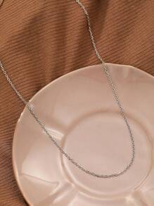 Unisex Stainless Steel Chain Necklace In Silver For Pendants, Exquisite Jewelry - Silver - View 3