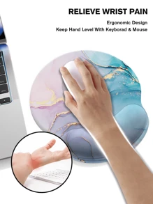 Marble Print Mouse Pad With Wrist Rest