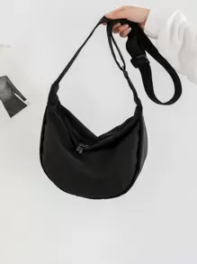 And Sporty, Simple Nylon Material, Lightweight And Versatile Men's Crossbody Bag - Black - View 6
