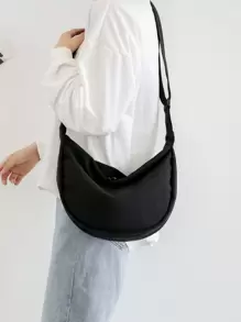And Sporty, Simple Nylon Material, Lightweight And Versatile Men's Crossbody Bag - Black - View 1