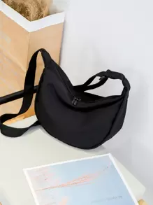 And Sporty, Simple Nylon Material, Lightweight And Versatile Men's Crossbody Bag - Black - View 4