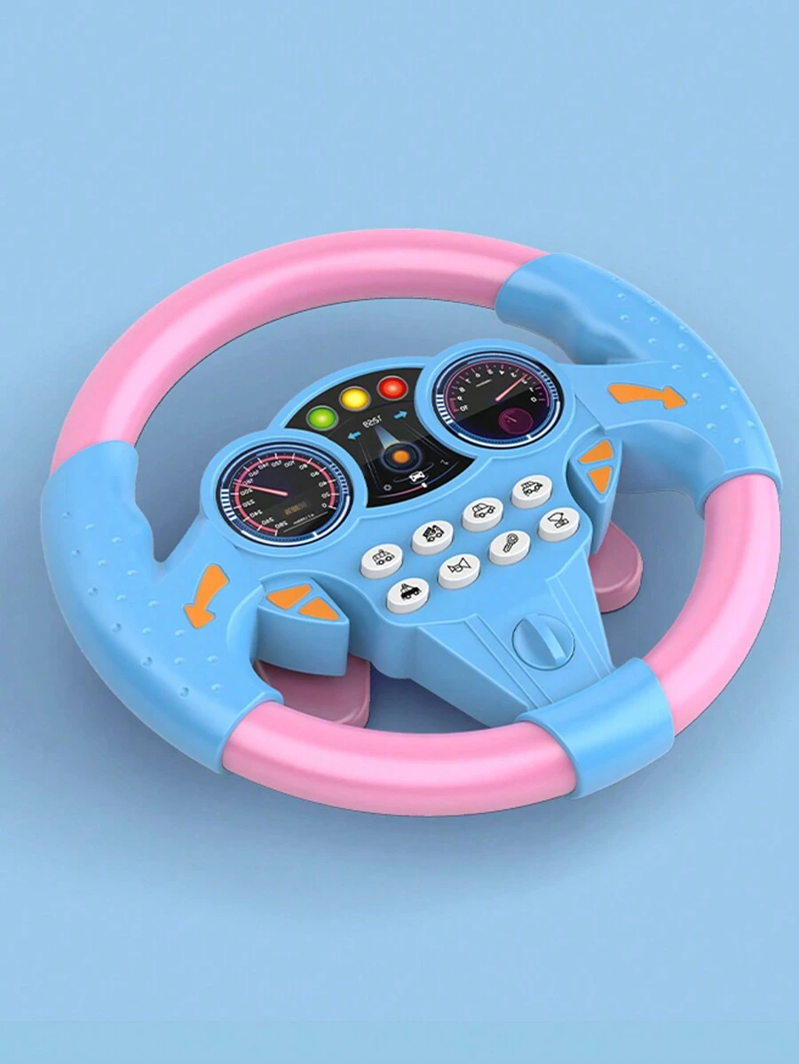 1 Set 2 Pcs Boys And Girls  Material Simulated Portable Driving Steering Wheel With Light And Music Sound Driving  Controller Realistic Copilot Toy Children's Educational Sounding Toy Gift Ages 3 4 5 6 7 8 9 10 11 12 Year Old Children's Day, Birthday, Merry Christmas - Blue - View 1