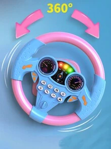 1 Set 2 Pcs Boys And Girls  Material Simulated Portable Driving Steering Wheel With Light And Music Sound Driving  Controller Realistic Copilot Toy Children's Educational Sounding Toy Gift Ages 3 4 5 6 7 8 9 10 11 12 Year Old Children's Day, Birthday, Merry Christmas - Blue - View 2