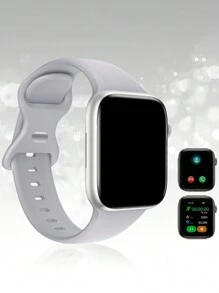 2024 Reloj inteligente de una pieza de silicona a la moda para hombres y mujeres con función de llamadas, recuento de pasos, seguimiento de calorías y distancia, alarma y notificación de mensajes, reloj inteligente multifuncional para deportes, pantalla táctil completa de 1.44 pulgadas compatible con sistemas Android e iOS como regalo para estudiantes que regresan a la escuela - Gris - Ver 2