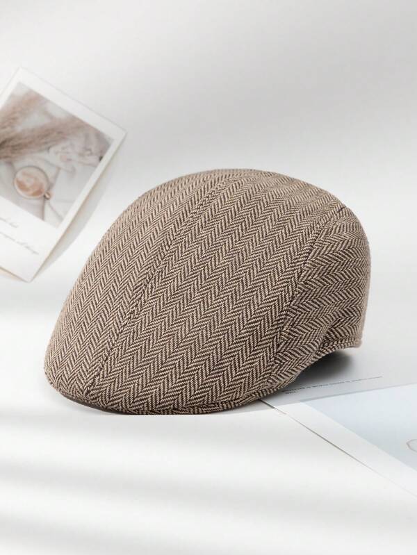 1pc Men's Woolen Forward Cap For Daily Wear And Keeping Warm