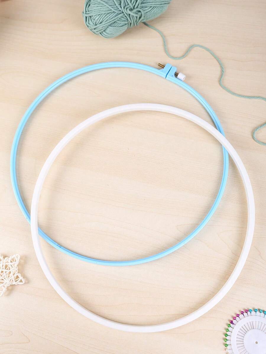 1pc 32cm Blue Plastic Embroidery Hoop - Blue - View 1