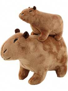 1pc Brown Lifelike Plush Capybara Stuffed Animal Toy, Short Hair, Birthday Gift For 14-year-old Boys And Girls, Suitable For Halloween & Christmas Gifts Desktop Decoration - Brown - View 2