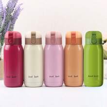 1pc Vacuum Insulated Stainless Steel Thermal Cup With Lock Buckle And Strap, Mini Cute Sealed Water Bottle Suitable For Home, Travel, Office, Gifts Back To School - White - View 4