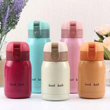 1pc Vacuum Insulated Stainless Steel Thermal Cup With Lock Buckle And Strap, Mini Cute Sealed Water Bottle Suitable For Home, Travel, Office, Gifts Back To School - White - View 2