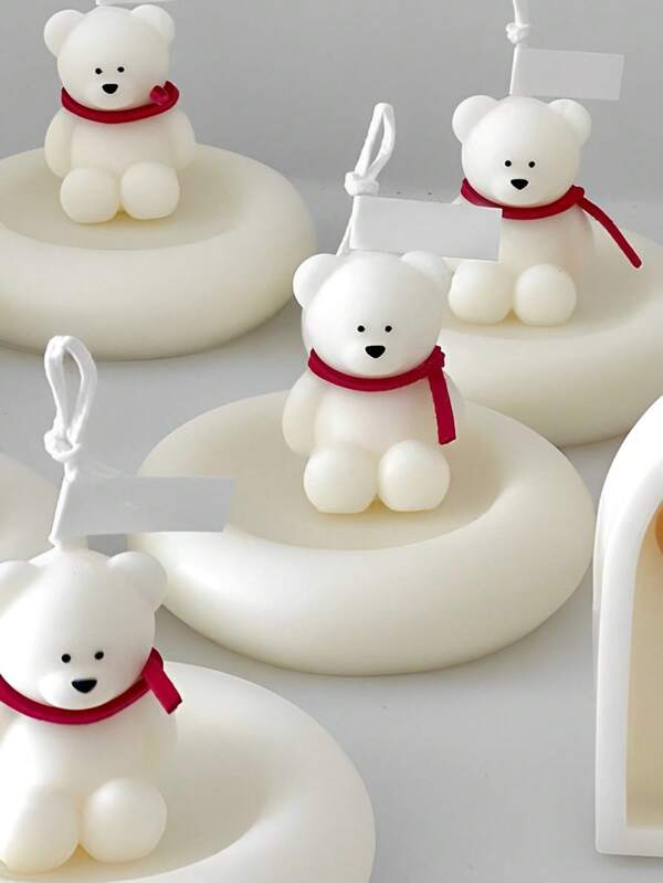 Handmade 3D Bear Plush Doll Candle Mold Silicone Mold DIY Gift Decor Small Bear Gypsum Mold