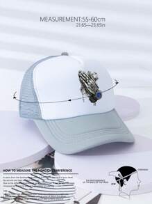 1pc Unisex Printed Decoration Trucker Cap Baseball Dad Hat Sun Hat, Suitable For Daily Use - Grey - View 4