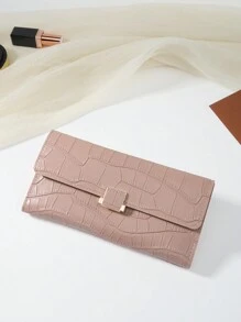 Crocodile Embossed Fold Over Women Fashion Modern Business Slim Portable Versatile Large Capacity Credit Card Zipper ID Card Cash Storage Business Casual Perfect School College Work Business Commute Teachers' Day Back To School Holiday Office Anniversary Lover For Birthday Gift Women White-Collar Workers College Student Bag School Supplies For School Dorm Room & Back To School For Women Wallet Purse Wallet Long Wallet