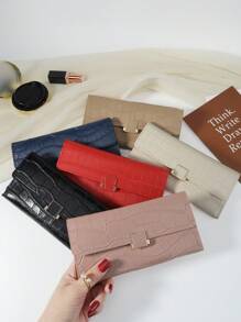 Crocodile Embossed Fold Over Women Fashion Modern Business Slim Portable Versatile Large Capacity Credit Card Zipper ID Card Cash Storage Business Casual Perfect School College Work Business Commute Teachers' Day Back To School Holiday Office Anniversary Lover For Birthday Gift Women White-Collar Workers College Student Bag School Supplies For School Dorm Room & Back To School For Women Wallet Purse Wallet Long Wallet