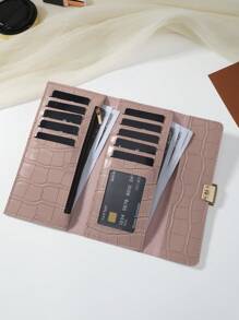 Crocodile Embossed Fold Over Women Fashion Modern Business Slim Portable Versatile Large Capacity Credit Card Zipper ID Card Cash Storage Business Casual Perfect School College Work Business Commute Teachers' Day Back To School Holiday Office Anniversary Lover For Birthday Gift Women White-Collar Workers College Student Bag School Supplies For School Dorm Room & Back To School For Women Wallet Purse Wallet Long Wallet