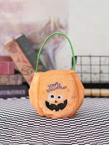 1 件萬聖節兒童禮物南瓜形糖果袋帶手柄、trick Or Treat 禮品籃 - 彩色 - 查看 2