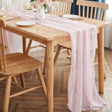 粉色12x108英寸透明婚禮用桌布,浪漫鄉村風格適用於婚禮派對、嬰兒淋浴裝飾 - 淺粉色 - 查看 2