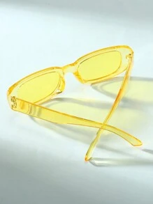 1pc Unisex Fashion Square Frame Y2k Beach Personalized Photo Daily Wear Glasses Elegant Beach Accessories Glasses Shades Looks Street Style And Suit For Sweater Jacket Sweatshirt Hoodie Leather Pants And Cargo Pants For Summer Beach Vacation, Outdoor, Travel - Yellow - View 4