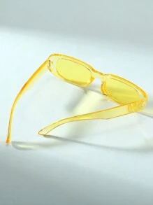 1pc Unisex Fashion Square Frame Y2k Beach Personalized Photo Daily Wear Glasses Elegant Beach Accessories Glasses Shades Looks Street Style And Suit For Sweater Jacket Sweatshirt Hoodie Leather Pants And Cargo Pants For Summer Beach Vacation, Outdoor, Travel - Yellow - View 5