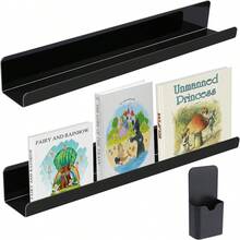 2 Pcs Black Magnetic Book Shelf For Whiteboard, Reusable Acrylic Magnetic Book Holder With A Pen Container, Book Display Shelf , Suitable For Teacher Classroom Office Refrigerator - Black - View 1