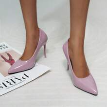 豪華10cm超高跟秋冬新品尖頭鞋,薄跟。鞋款適合所有服裝,讓您更高高的,更苗條,更漂亮 - 紫色 - 查看 1
