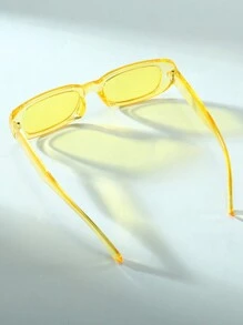 1pc Unisex Fashion Square Frame Y2k Beach Personalized Photo Daily Wear Glasses Elegant Beach Accessories Glasses Shades Looks Street Style And Suit For Sweater Jacket Sweatshirt Hoodie Leather Pants And Cargo Pants For Summer Beach Vacation, Outdoor, Travel - Yellow - View 3