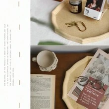1入組復古仿舊木頭託盤適用於首飾類展示,裝飾用品,北歐風格道具適用於攝影,裝飾 - 米色 - 查看 8