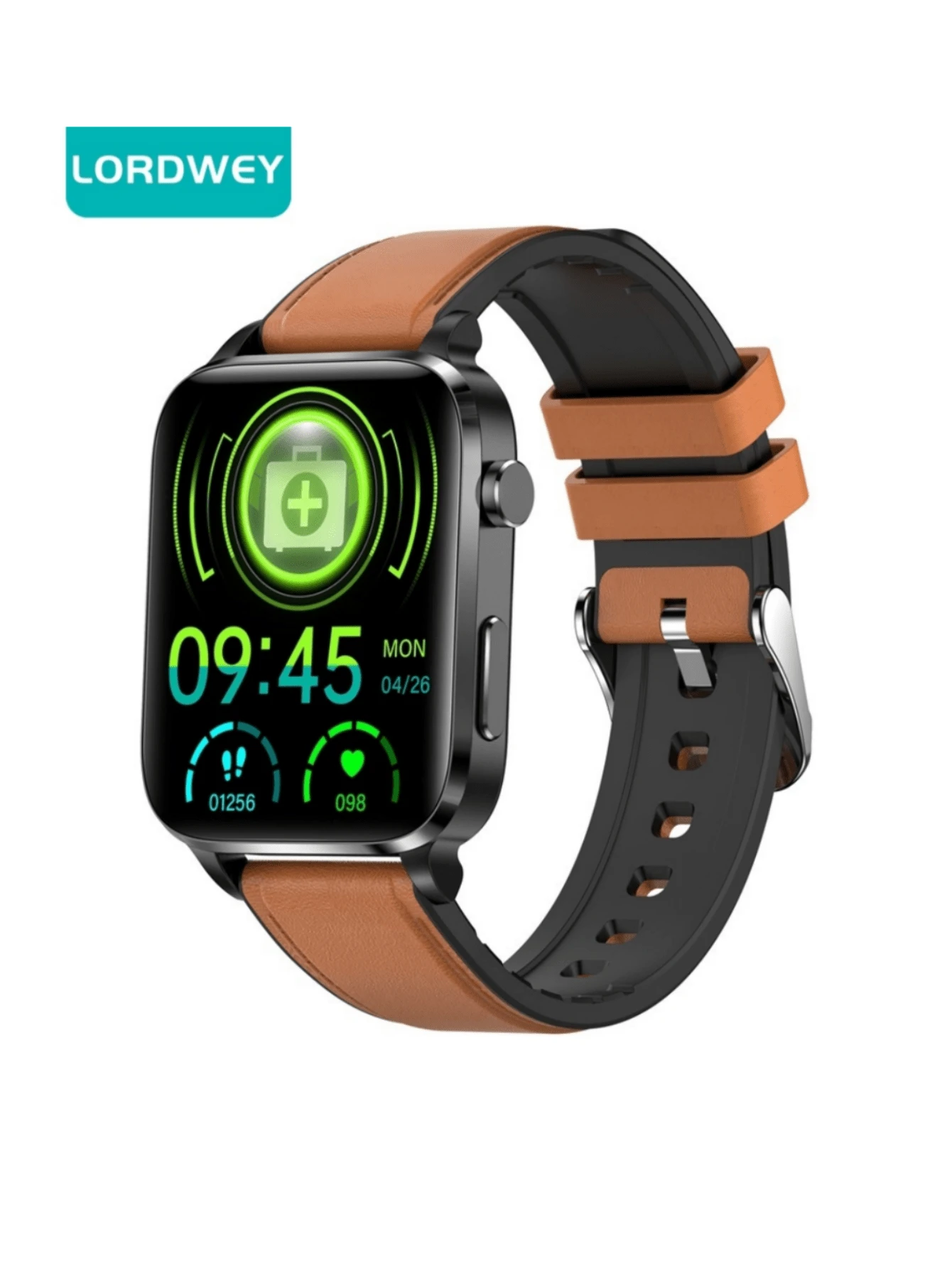 LORDWEY F100 Smart Watch 1.7inch Laser Body Temperature Blood Glucose SPO2 BP 24H Heart Rate Health Monitoring Smartwatch - Coffee Brown - View 1