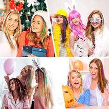 1pc Silver Shiny Sparkle Hair Tinsel 150PC/120cm Thin Colorful Rainbow Silk Hair Extensions Dazzles Women Hippie for Braiding Headdress