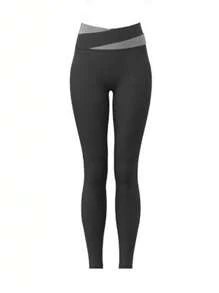 1pc Women's Colorblock Yoga Training Running Fitness Leggings Sports Tight Pants - Black - View 5